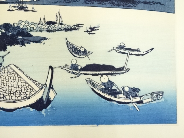 富嶽三十六景 武陽佃島　今右衛門作 飾り皿　木箱付き Katsushika Hokusai（葛飾北斎） 葛飾北斎「富嶽三十六景 武陽佃